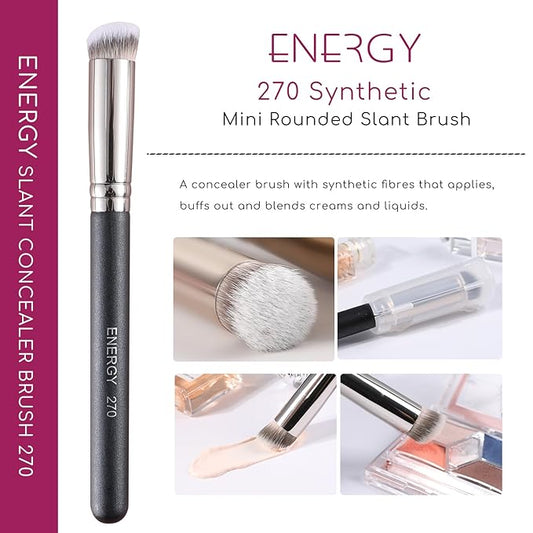 ENERGY Under Eye Concealer Brush Small Foundation Brush for Liquid Cream Powder Makeup Blending Concealing Setting Soft Dense Vegan Full Coverage Face Makeup Brush with Case