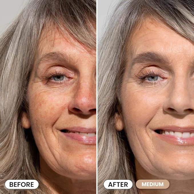 Prime Prometics PrimeSkin CC+ Cream for Mature Women – Lightweight Liquid-to-Powder Foundation – Blurs Pores & Covers Age Spots – Crease-Free, Hydrating & Soft-Matte Finish for Sensitive Skin (Medium)