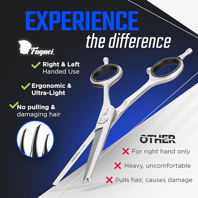 Fagaci Hair Thinning Scissors 6" with 440C Steel, Extreme Sharpness & Precise Cuts Texturizing Shears, Barber Thinning Shears, Hair Cutting for Women & Men, Slim Blades Texturizing Scissors