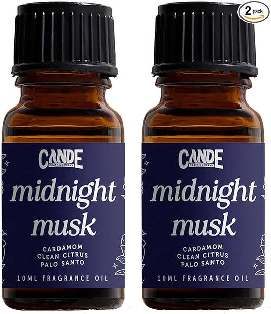CANDECraftCo Premium Fragrance Oil – Diffuser Oils Fragrances Scented for Home, Candle Soap Making Supplies, Aromatherapy Blends for House (0.34 Fl Oz) (2-Pack, Midnight Musk)