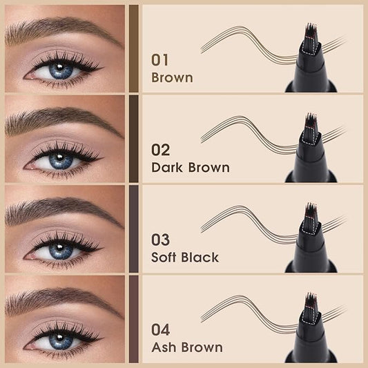 Microblading Brow-Fection Brow Eyebrow Pencil – Angled Brush Tip, Wild Natural Hair-Like Strokes, Patented Design, Long-Lasting & Smudge-Proof, for Beginners & Pros(01 Brown）