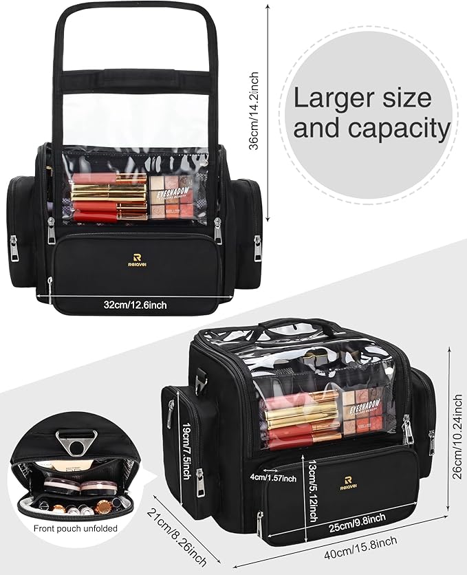 Makeup Brush Bag Extra Large Makeup Brush Case with 4 small bags Professional Makeup Artist Brush Holder Stand Up Organizer for Travel with Adjustable Dividers and Shoulder Strap