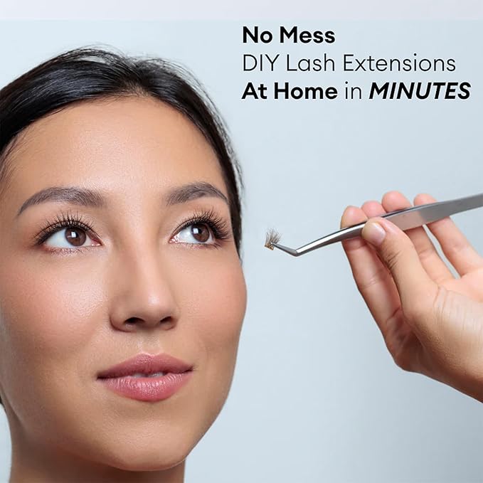 Silly George Pop-On Lashes - DIY 1-Step Pre-Glued Faux Eyelash Clusters, Natural Look Extensions, Brown - Rosy, 5-7 Pair Set, Pack of 60 Clusters