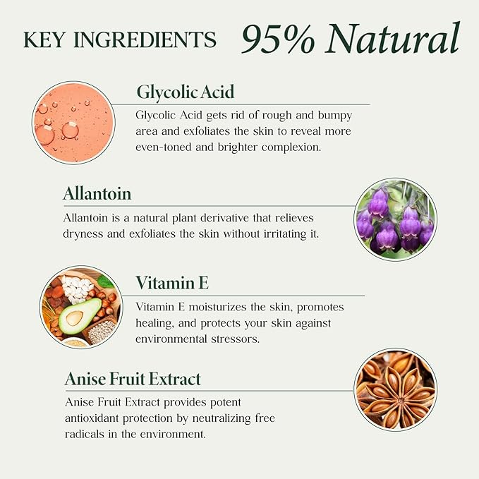 CLARA'S NEW YORK Glycolic Acid Facial Serum with Vitamin E for Exfoliating Smoothing Glowing Face Skin - Made in USA 30ml (1Fl/Oz) (Glycolic Acid)