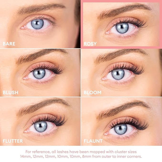 Silly George Pop-On Lashes - DIY 1-Step Pre-Glued Faux Eyelash Clusters, Natural Look Extensions, Brown - Flutter, 5-7 Pair Set, Pack of 60 Clusters