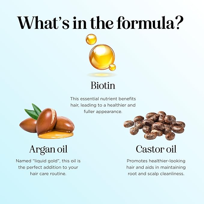 Volumizing Biotin Hair Serum for Men & Women - Caffeine Serum for Hair and Scalp Care with Peppermint Black Castor & Rosemary Oil for Enhanced Volume Shine & Hydration - Vegan & Cruelty Free (2 Fl Oz)