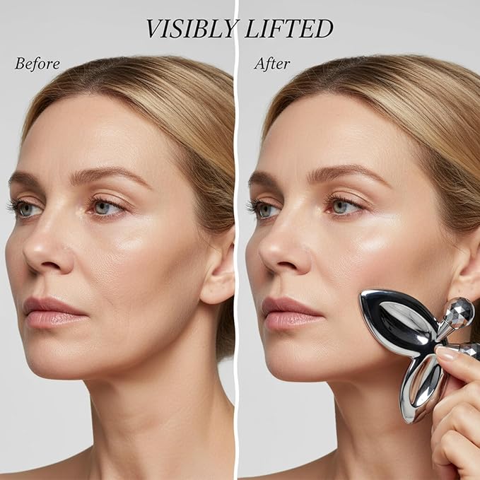 Stainless Steel Gua Sha Facial Tools,3D Butterfly Facial Roller for Women,2-in-1 Guasha Tool for Face Eye Skin Tightening,Body Gua Sha Tool for Lymphatic Drainage&Acupressure