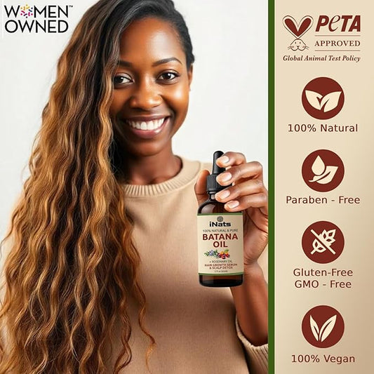 Batana Oil for Hair Growth with Rosemary: Nourish & Detox Scalp for Thicker, Stronger, Longer Hair - Dr. Sebi Recommended, 100% Organic Batana Oil from Honduras - Reduce Hair Loss (2 Fl Oz)