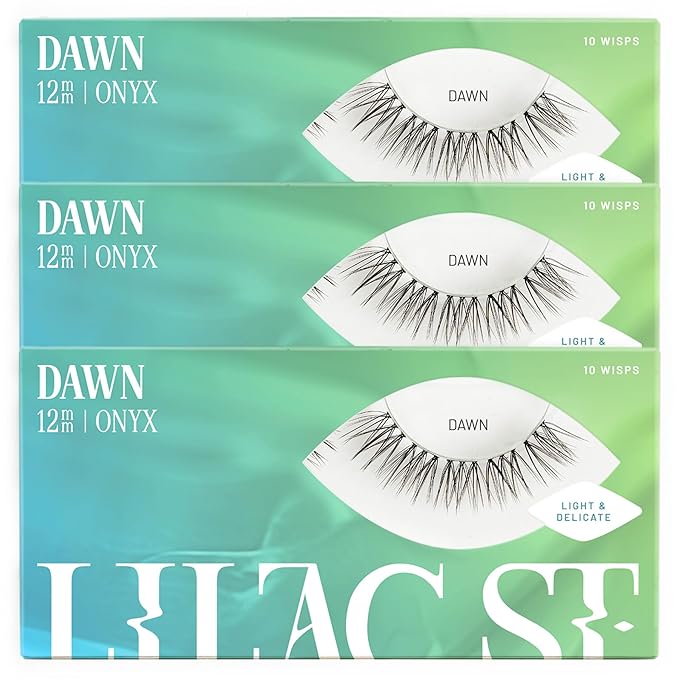 Lilac St - Dawn Natural Faux Eyelash Clusters (12mm, 3 Pack) - No "Makeup" Look - DIY Lash Extension Wisps - Lightweight & Lifelike - Lasts 10 Days - Cruelty Free, Vegan, Women Founded - 30 Lashes