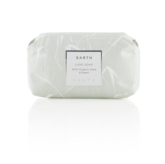Zents Triple-Milled Luxe Bar Soap (Earth Fragrance) | Moisturizing Soap with Organic Shea Butter | Gentle Hand & Body Wash | Nourishes & Softens Skin | 5.7 oz
