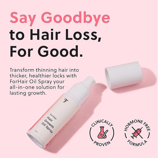 Revolutionary Hair Regrowth Serum - Fights Hair Thinning & Hair Loss - Strengthens, Thickens and Accelerates Hair Growth- Non Greasy and Hormone Free Spray For Scalp- 50ml - Forhair
