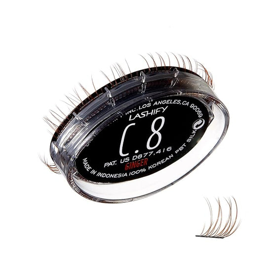 Lashify Curl 8mm Gossamer Eyelash Extensions Refill, Ginger Color, DIY False Lashes for a Natural Look