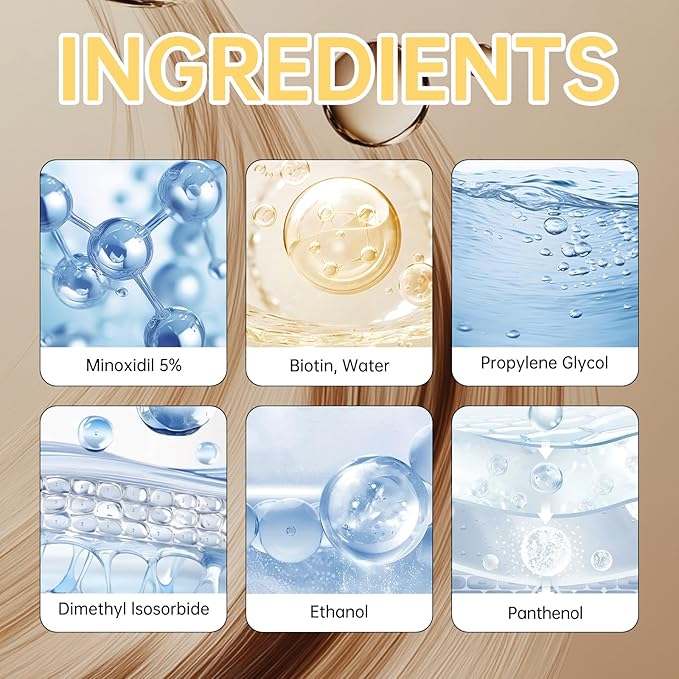 5% Minoxidil Hair Growth Serum, Natural Biotin Hair Oil for Men and Women, 2 fl oz