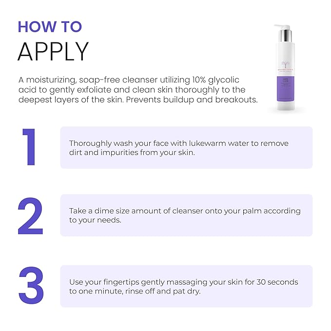 Gentle Exfoliating Face Wash  AHA BHA Cleanser for Oily & Sensitive Skin - Unclogs Pores- Smooths Texture- Soothes Irritation Anti Aging Face Cleanser (4 oz)