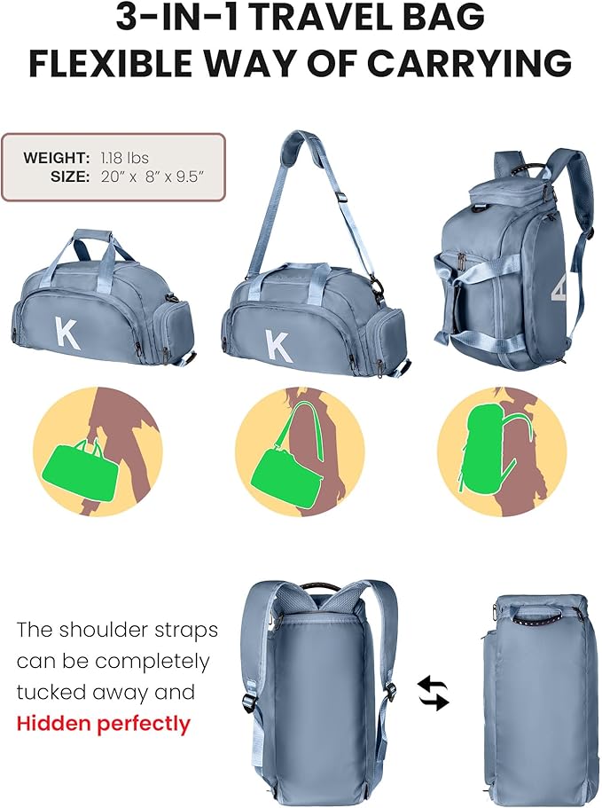 Birthday Gifts for 6 7 8 9 10 11 12 13 Year Old Girls, Initial Gym Bags with Shoe Compartment, Dance Bag for Girls, Monogram Kid Overnight Bags, Small Travel Duffle Tote (Letter C)