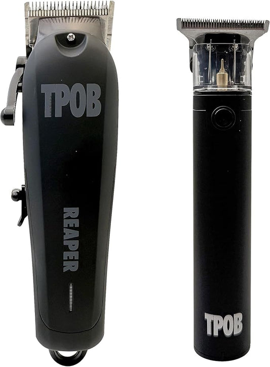 TPOB Slime 2 Ghost Black Clipper Trimmer Set Barber Hair Clippers for Men 6800 RPM with Rubber Case (Black)