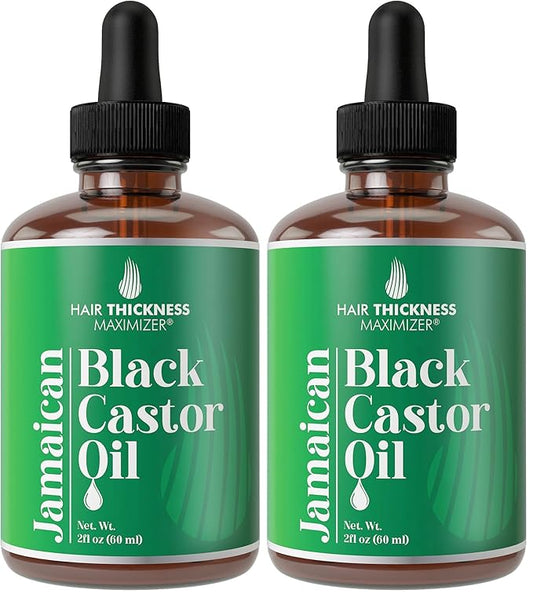 Jamaican Black Castor Oil for Hair Growth. Strengthens & Hydrates Thinning, Dry Hair for a Healthier-Looking Scalp. For Women & Men – Vegan & Unscented 2oz Serum (Pack of 2)