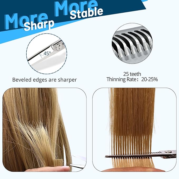 6.5inch Hair Cutting Shears + 25 Teeth Hair Thinning Scissors
