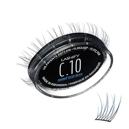 Lashify Curl 10mm Gossamer Eyelash Extensions Refill in Ombre Blue, Easy DIY False Lashes for a Natural Look