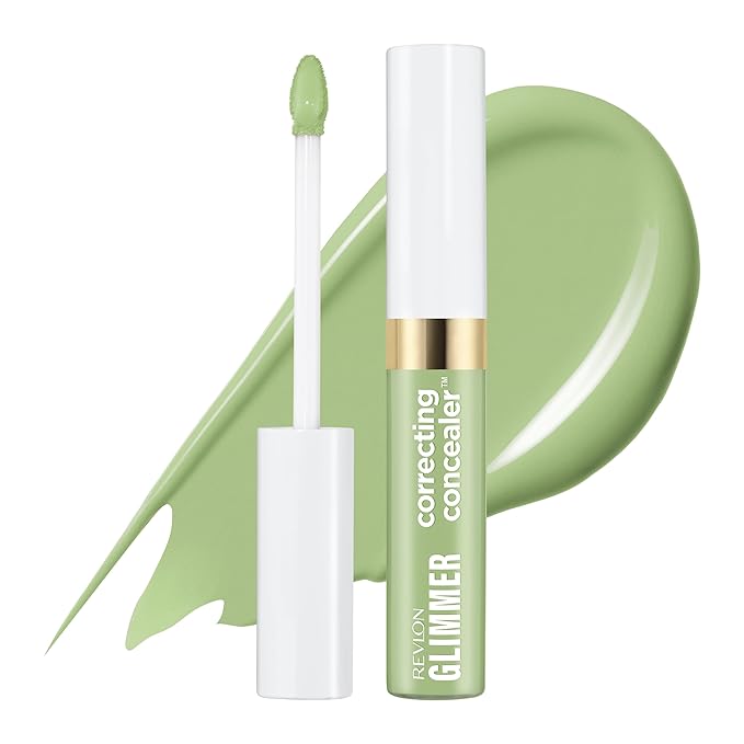 Revlon Glimmer Correcting Concealer, Liquid Under Eye Makeup, Made with Caffeine, Vitamin C, & Stevioside, 100 Green, 0.3 fl oz