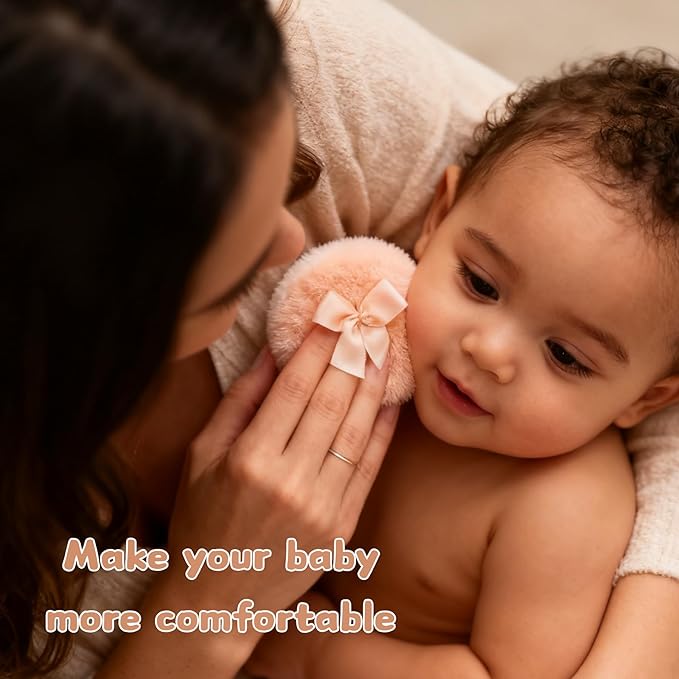 2 Pcs Large Body Powder Puff and Container Powder Container with Puff Powder Puff Crystal Container Soft Washable Reusable Velour Face Body Glitter Powder Puff Wet Dry Makeup (Colorful Simple)