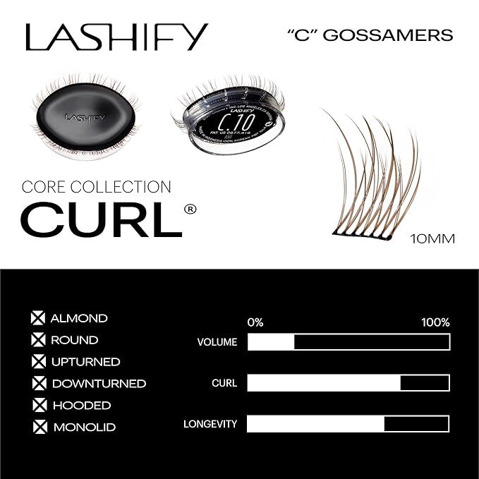Lashify Curl 10mm Gossamer Eyelash Extensions Refill, Ash Color, DIY False Lashes for a Natural Look