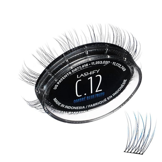 Lashify Curl 12mm Gossamer Eyelash Extensions Refill in Ombre Blue, Easy DIY False Lashes for a Natural Look