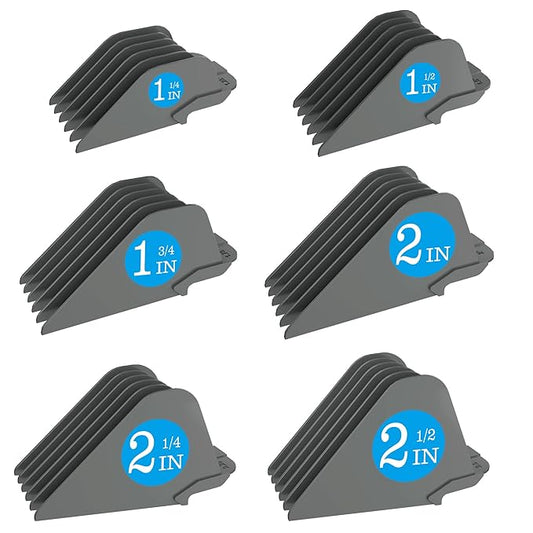 Clipper Guards for Wahl 10 12 14 16 18 20 Hair Clipper Guards 6pcs Extra Long Clipper Guard Attachments 2.5 Inch Clipper Guides Multiple Sizes Universal 2.5", 2.25", 2", 1.75", 1.5", 1.25" (Dark Gray)