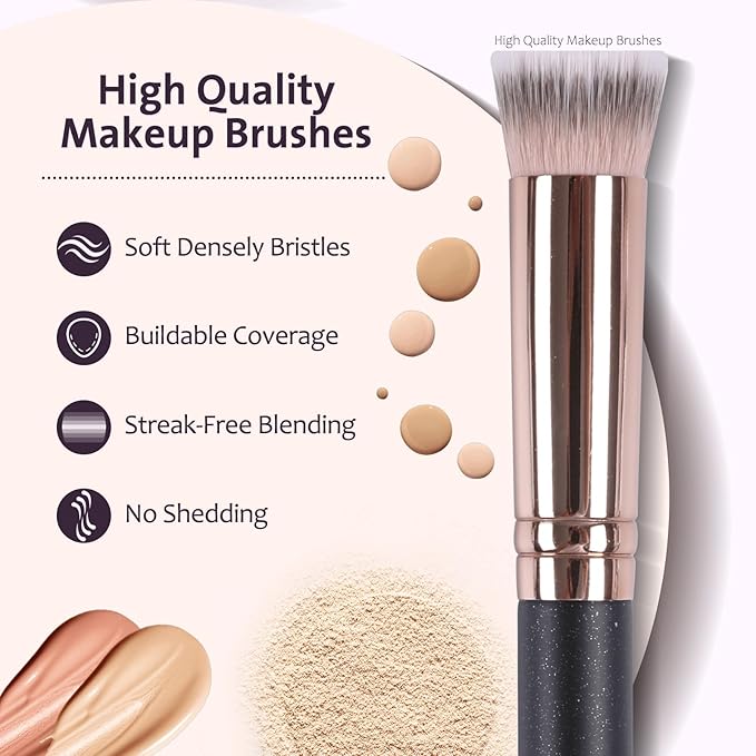 ENERGY Small Foundation Brush for Concealer Makeup Flat Top Concealer Brush Under Eye for Liquid Cream Powder Blending,Buffing Vegan Synthetic Bristles Face Makeup Applicator