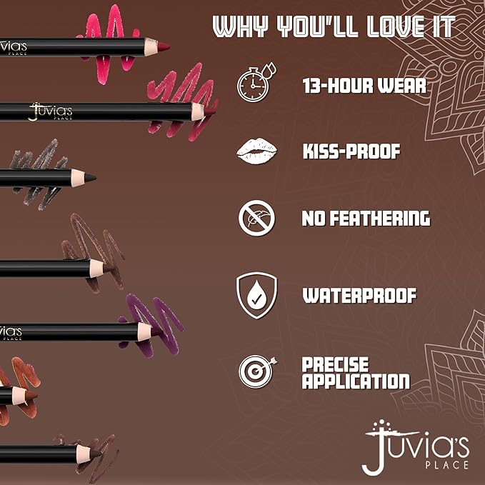 Juvia's Place Long Wear Lip Pencil – Snapped – Waterproof & Kiss-proof, Long Lasting Lip Liner, Smooth Makeup Application - Soft Matte Finish Base for Lipstick - 13 Hours of Wear for Everyday Use