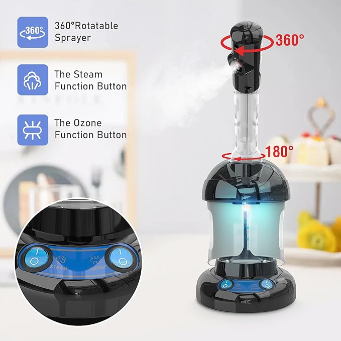 Kingsteam Facial Steamer - Ozone Steamer with Extendable Arm - Professional Nano Ionic Facial Steamer for Deep Cleaning - Portable for Personal Care Use at Home or Salon