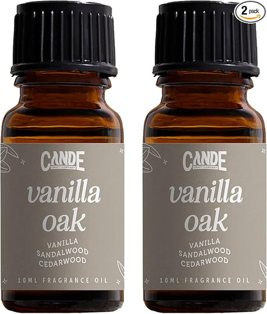 CANDECraftCo Premium Fragrance Oil – Diffuser Oils Fragrances Scented for Home, Candle Soap Making Supplies, Aromatherapy Blends for House (0.34 Fl Oz) (2-Pack, Vanilla Oak)