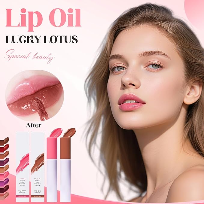 Lips Staining Lip Oil, 2026 New Lip Tint Lips Oil Long-Lasting Moisturizing, Plumping Hydrating Glossy Lip Glosses, Glossy Lip Stain Creamy Texture for Girl and Women (GUAVA)