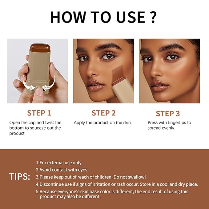 3 Pcs Beauty Balm Serum Boosted Skin Tint Foundation Stick Solid Tinted Moisturizing Serum Contour Stick for Flawless, Sheer to Medium Coverage, Radiant & Dewy Finish, Face Tinted Foundation(3# 5# 6#)