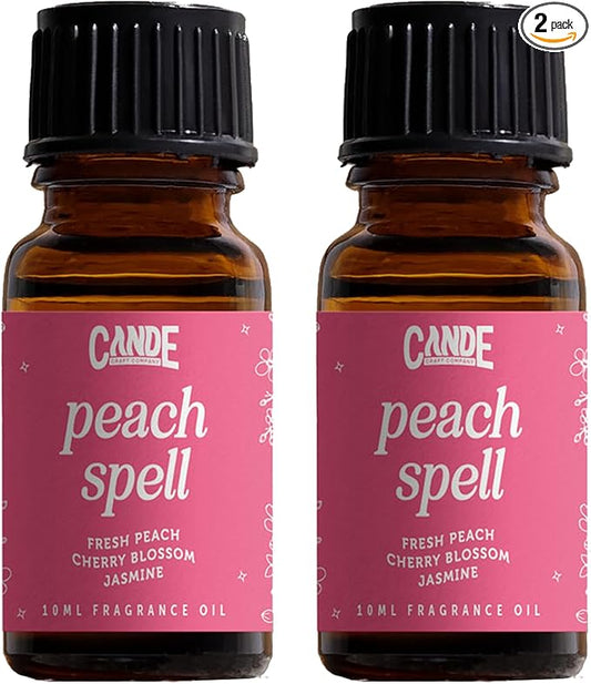 CANDECraftCo Premium Fragrance Oil – Diffuser Oils Fragrances Scented for Home, Candle Soap Making Supplies, Aromatherapy Blends for House (0.34 Fl Oz) (2-Pack, Peach Spell)