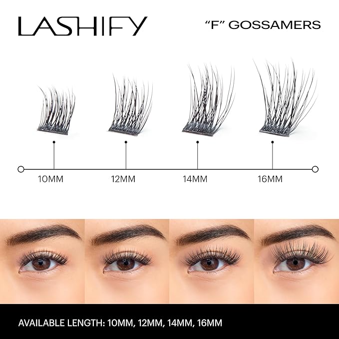 Lashify Fluffy 12mm Gossamer Eyelash Extensions Refill, Black, Easy DIY False Lashes To Add Fullness and Dimension