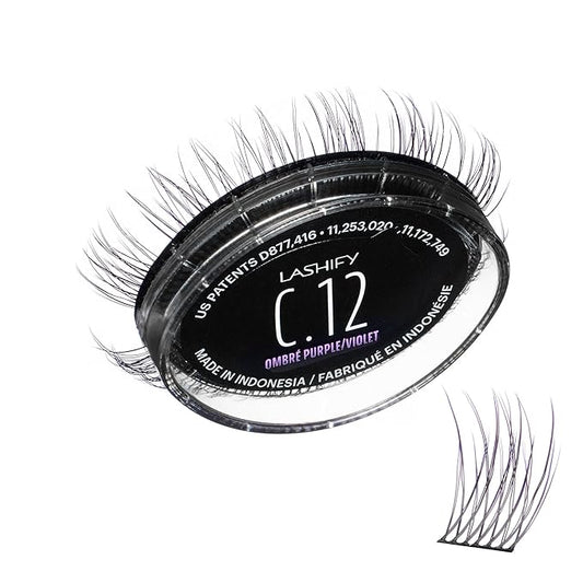 Lashify Curl 12mm Gossamer Eyelash Extensions Refill in Ombre Purple, Easy DIY False Lashes for a Natural Look