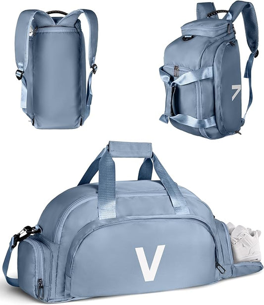 Christmas Gifts for Girls 12-14, Initial Gym Bags with Shoe Compartment, Dance Bag for Girls, Monogram Kid Overnight Bags, Ballet Sport Gymnastics Cheer Travel Duffle Tote (Letter V)