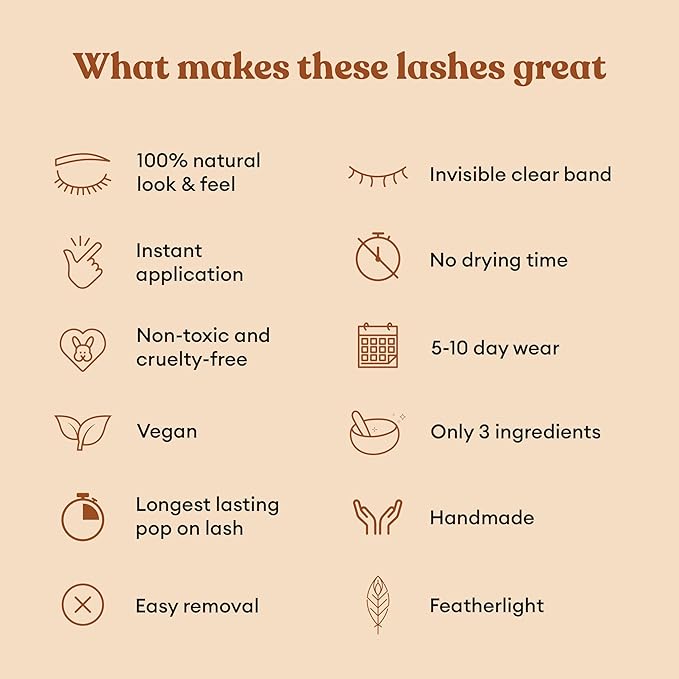 Silly George Pop-On Lashes - DIY 1-Step Pre-Glued Faux Eyelash Clusters, Natural Look Extensions, Brown - Rosy, 5-7 Pair Set, Pack of 60 Clusters