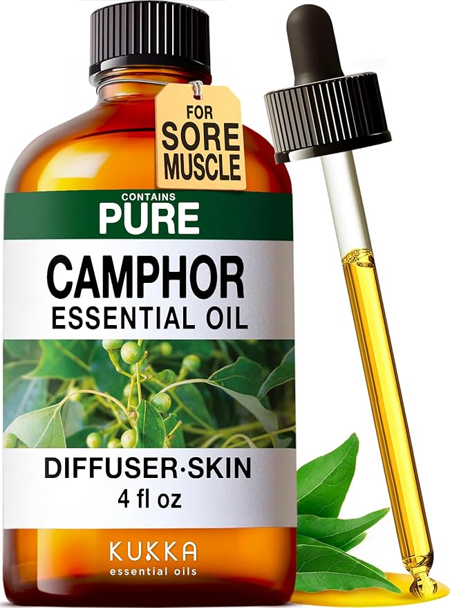 KUKKA Camphor Essential Oils - 4 Fl Oz - for Hair, Skin, Diffuser, Aromatherapy & DIY Soap Making Scent