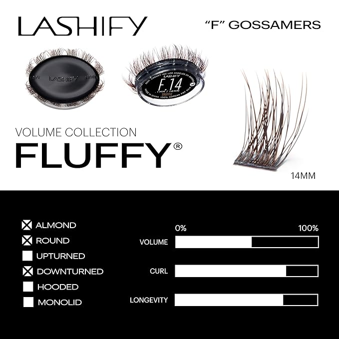 Lashify Fluffy 14mm Gossamer DIY Eyelash Extensions Refill, Truffle Color, Easy False Lashes To Add Fullness and Dimension