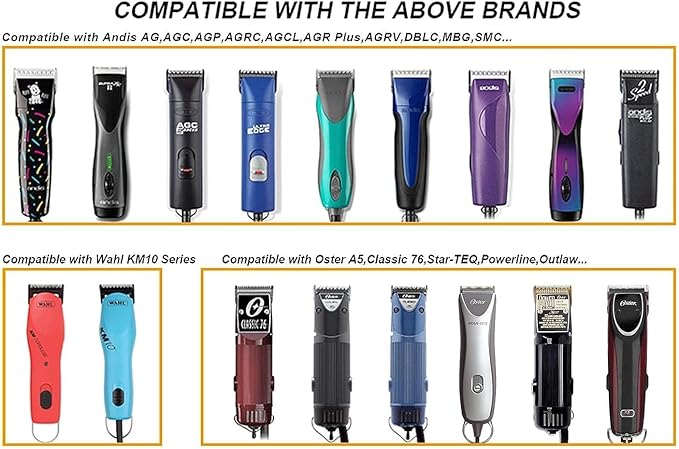 Professional Detachable Replacement Ceramic Blades set,compatible with oster Classic 76/Star-Teq/Power-Teq andi A*dis AGC,BDC,BGC,MBG Series Clippers (7 pcs)