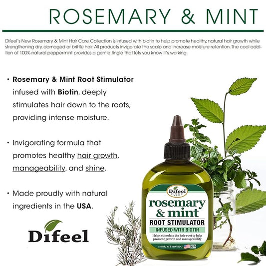 Difeel Rosemary and Mint Oil Root Stimulator with Biotin 2.5 oz. - Hair Growth Scalp Treatment