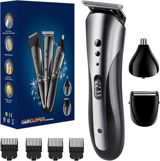 Trimmer for Men, Men's Beard Trimmer, Hair Clippers, Nose Hair Clippers, 3 in 1 Men's Grooming Kit for Smooth, No-Nick Shaving, Lightweight with USB Rechargeable, Men Gift