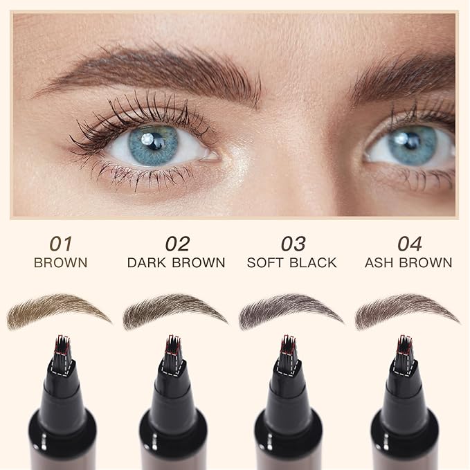 Microblading Brow-Fection Brow Eyebrow Pencil – Angled Brush Tip, Wild Natural Hair-Like Strokes, Patented Design, Long-Lasting & Smudge-Proof, for Beginners & Pros(02 Dark Brown）