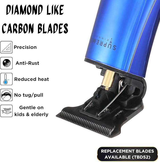 Supreme Trimmer T-Shaper ST5205 | Professional Barber Trimmer Hair Clippers for Men | Cordless Hair Trimmer Zero Gapped Liner Beard Trimmer | Blue DLC