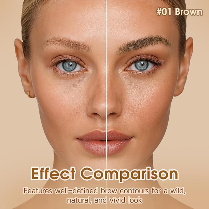 Microblading Brow-Fection Brow Eyebrow Pencil – Angled Brush Tip, Wild Natural Hair-Like Strokes, Patented Design, Long-Lasting & Smudge-Proof, for Beginners & Pros(01 Brown）