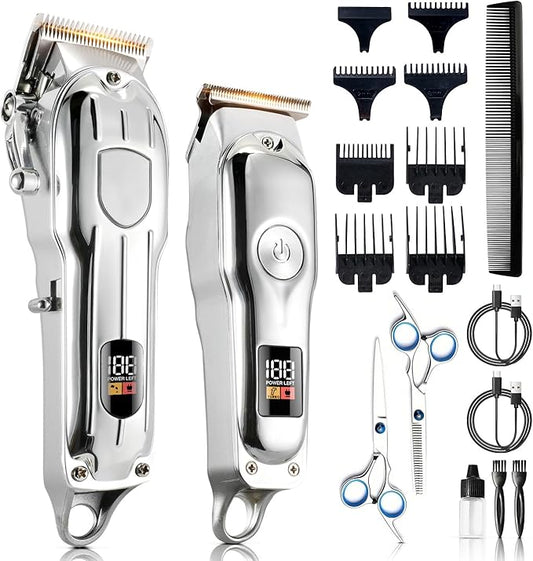 Mensure Hair Clippers for Men, Home Haircut Kit with Scissors, Comb & Guide Combs, Cordless Hair Trimmer Set for Family Use