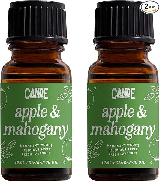 CANDECraftCo Premium Fragrance Oil – Diffuser Oils Fragrances Scented for Home, Candle Soap Making Supplies, Aromatherapy Blends for House (0.34 Fl Oz) (2-Pack, Apple + Mahogany)