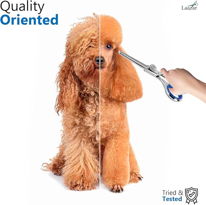 Professional 4.5-Inch Thinning Shears - Small Dog Grooming Scissors for Dogs' Faces and Eyes - Sharp & Durable - Ideal for Tight Spaces and Detailed Grooming - Pet and Cat Grooming Supplies